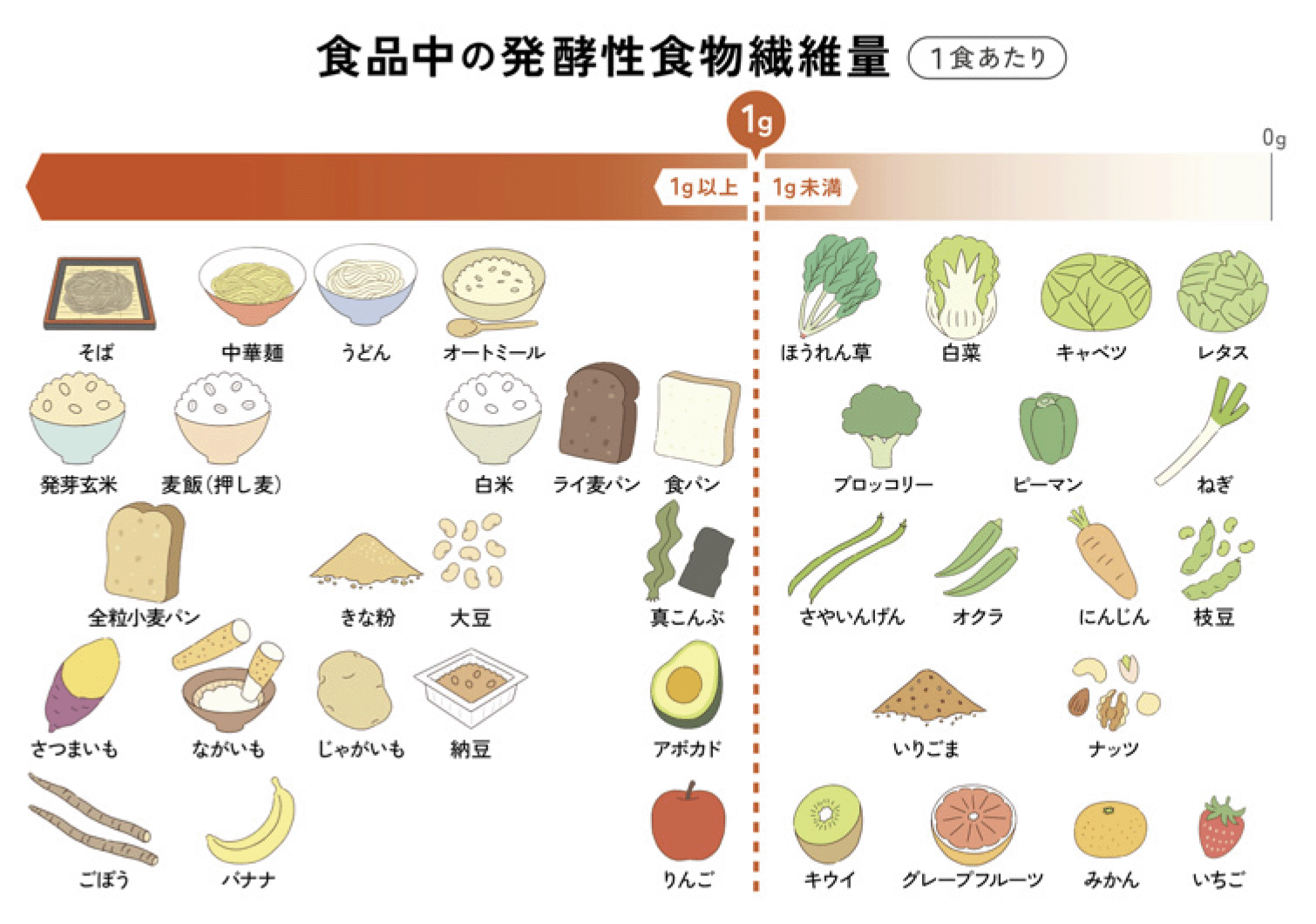 食品中の発酵性食物繊維量
